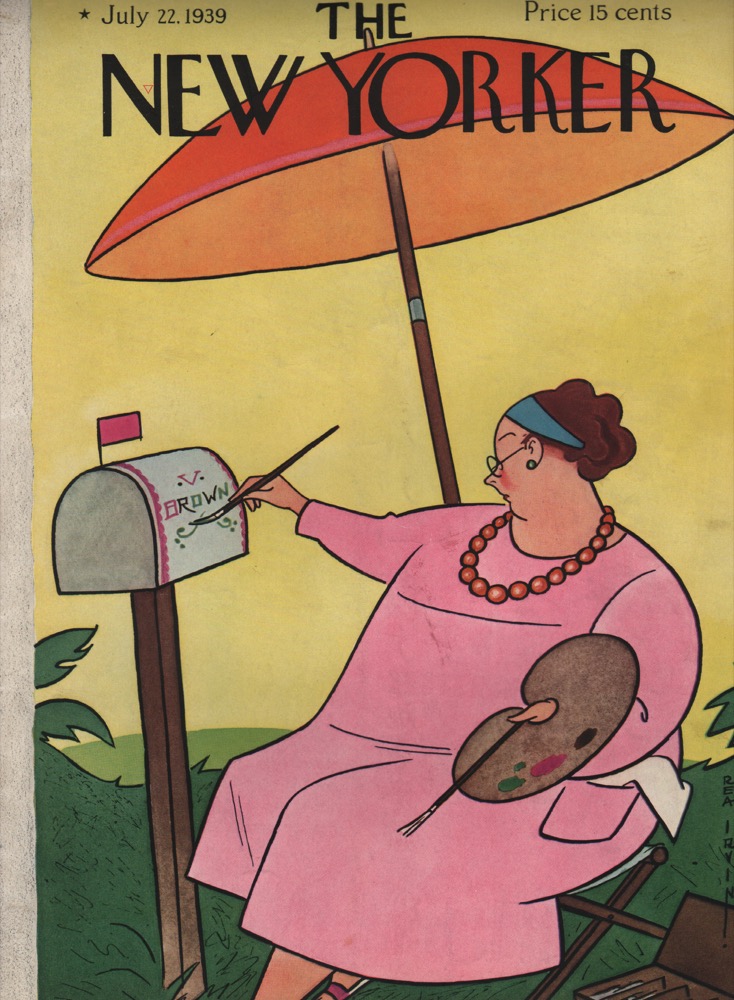 ORIGINAL VINTAGE MAGAZINE COVER: New Yorker July 22 1939 - Artistic mailboxby: Rea Irvin (Illust.)