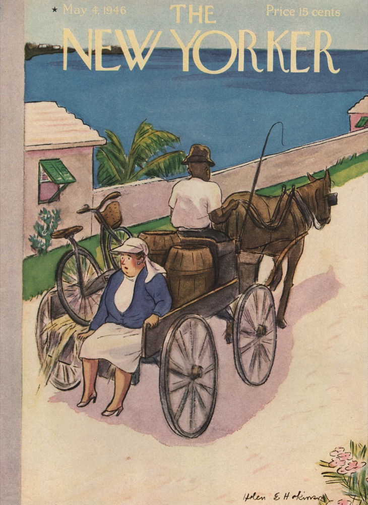 ORIGINAL VINTAGE MAGAZINE COVER: New Yorker May 4 1946 - Tourist riding in cartby: Helen Hokinson (Illust.)