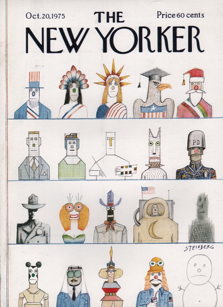 ORIGINAL VINTAGE MAGAZINE COVER: New Yorker October 20 1975 - 20 Steinberg portraitsby: Saul Steinberg (Illust.)