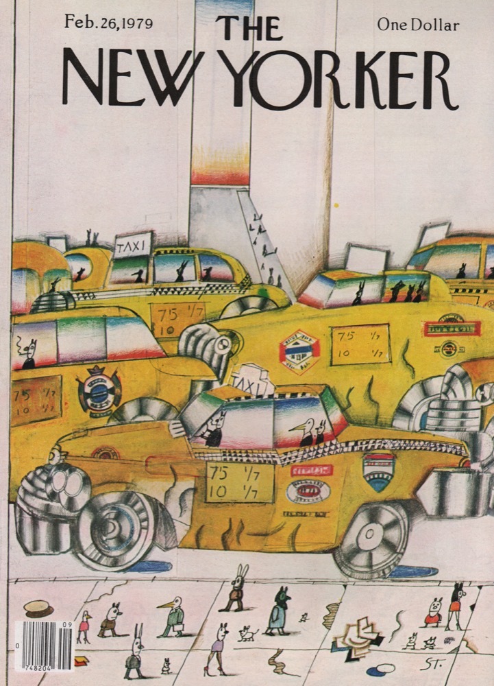 ORIGINAL VINTAGE MAGAZINE COVER: New Yorker February 26 1979 - Taxicabsby: Saul Steinberg (Illust.)