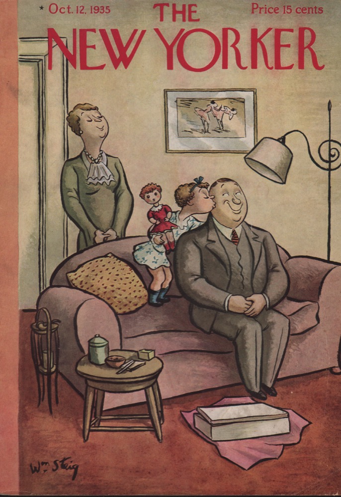 ORIGINAL VINTAGE MAGAZINE COVER: New Yorker October 12 1935 - Family sceneby: William Steig (Illust.)
