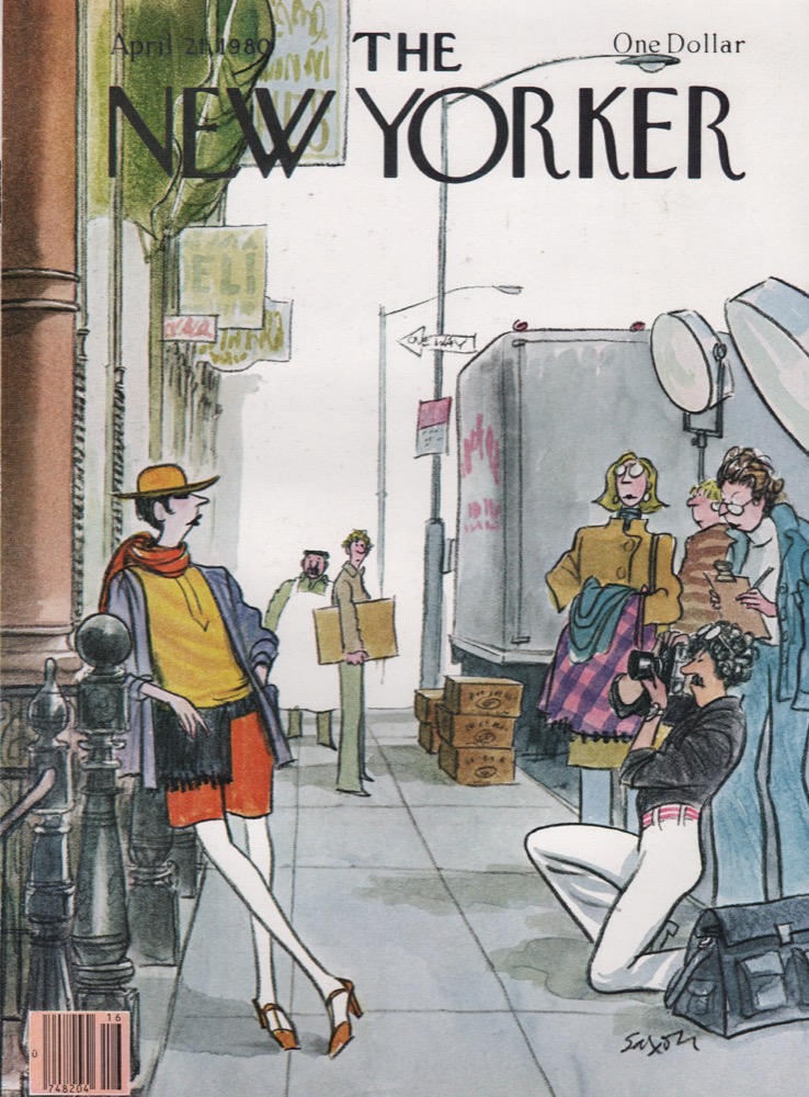 ORIGINAL VINTAGE MAGAZINE COVER: New Yorker April 21 1980 - Fashion shootby: Charles Saxon (Illust.)