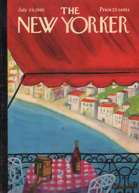 ORIGINAL VINTAGE MAGAZINE COVER:  New Yorker July 24 1965 -  scenic view from patio   by: Beatrice Szanton (Illust.)