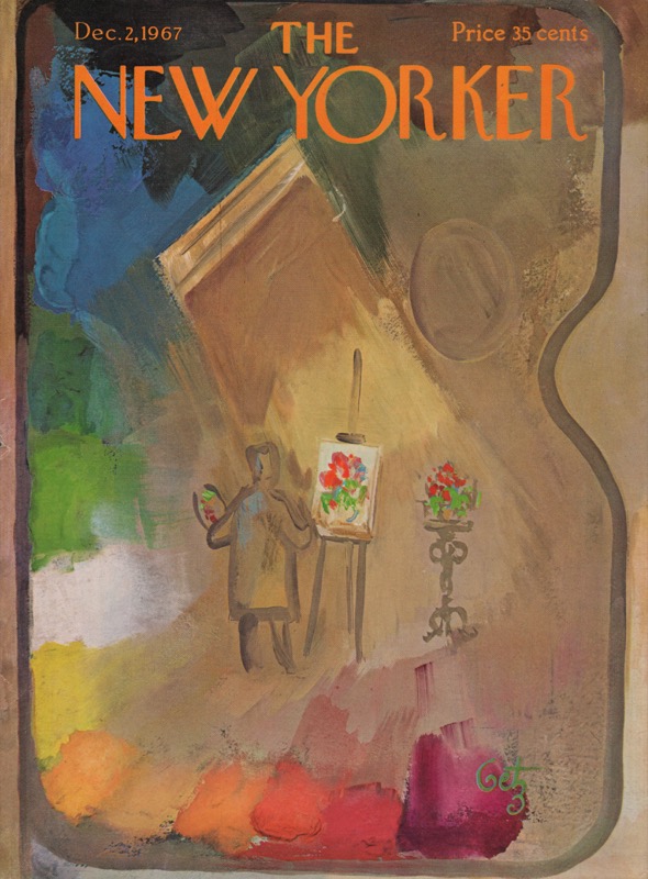 ORIGINAL VINTAGE MAGAZINE COVER:  New Yorker Dec. 2 1967 Painting on a palette  by: Arthur Getz (Illust.)