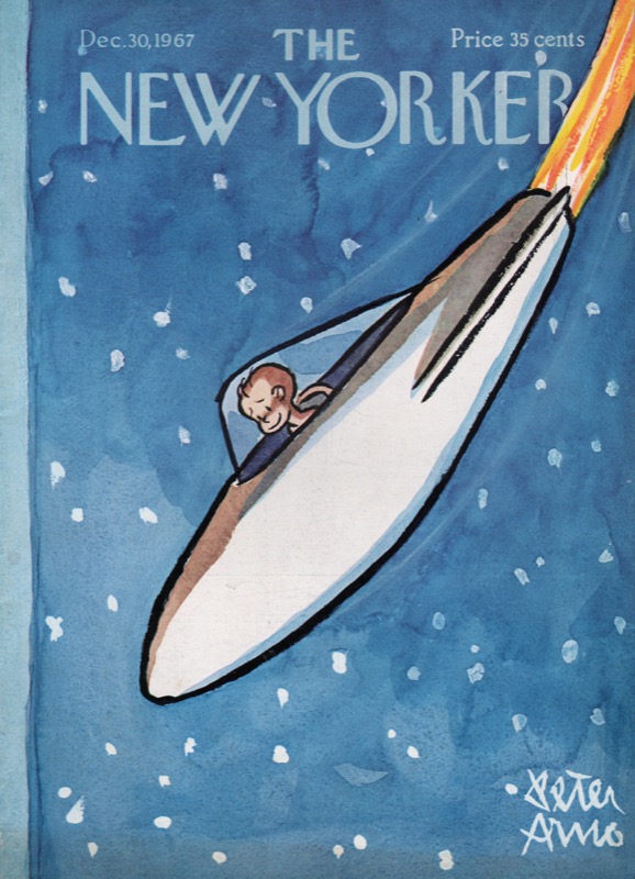 ORIGINAL VINTAGE MAGAZINE COVER:  New Yorker Dec. 30 1967 - Space Age Baby      by: Peter Arno (Illust.)