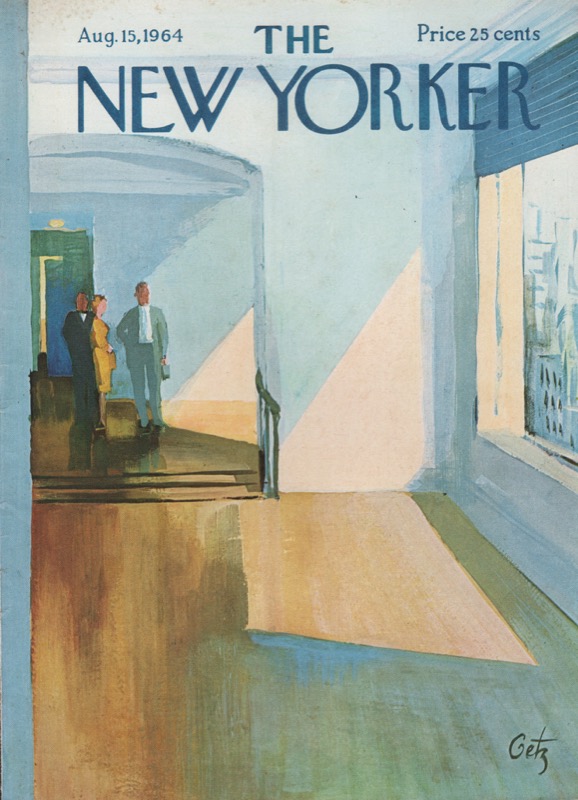 ORIGINAL VINTAGE MAGAZINE COVER:  New Yorker Aug. 15 1964 - Showing apartment   by: Arthur Getz (Illust.)