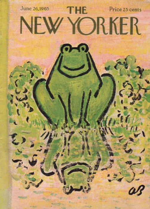 ORIGINAL VINTAGE MAGAZINE COVER:  New Yorker June 26 1965 - Frog by: Abe Birnbaum (Illust.)