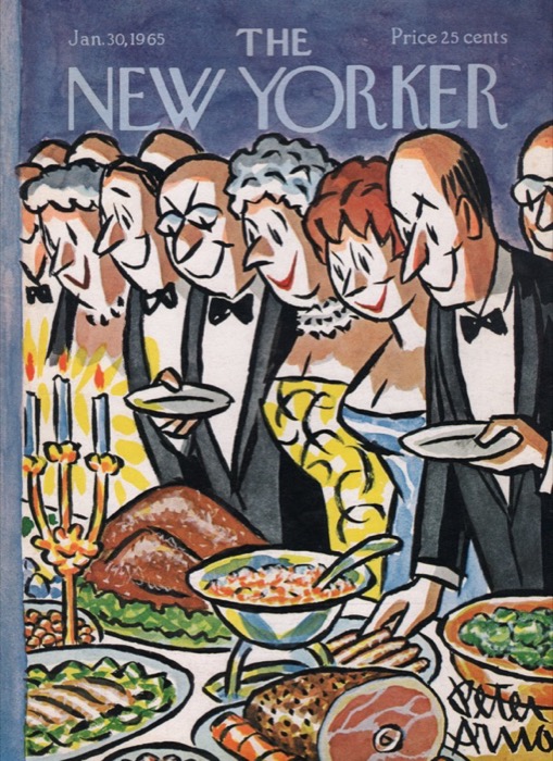 ORIGINAL VINTAGE MAGAZINE COVER:  New Yorker Jan. 30 1965 - Buffet gazing     by: Peter Arno (Illust.)