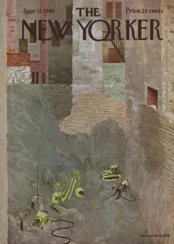 ORIGINAL VINTAGE MAGAZINE COVER:  New Yorker June 12 1965 - Big dig by: Laura Jean Allen (Illust.)