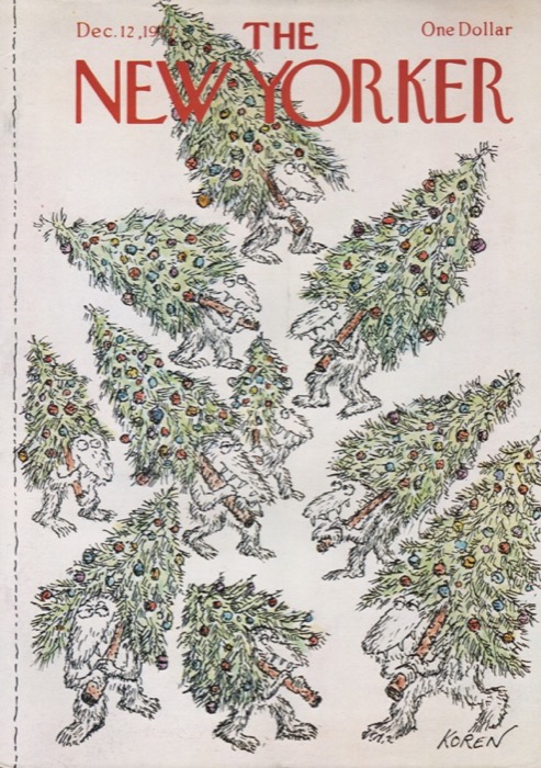ORIGINAL VINTAGE MAGAZINE COVER:  New Yorker Dec. 12 1977 - Christmas trees     by: Ed Koren (Illust.)