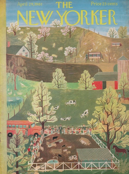 ORIGINAL VINTAGE MAGAZINE COVER:  New Yorker April 29 1961 - Country landscape   by: Ilonka Karasz (Illust.)