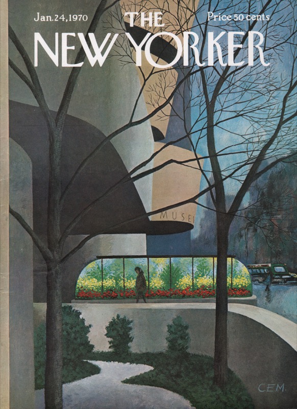 ORIGINAL VINTAGE MAGAZINE COVER:  New Yorker Jan. 24 1970 - Museum  by: Charles E. Martin (Illust.)