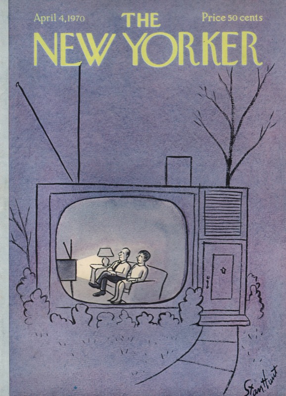 ORIGINAL VINTAGE MAGAZINE COVER:  New Yorker April 4 1970 -television homeby: Stan Hunt (Illust.)