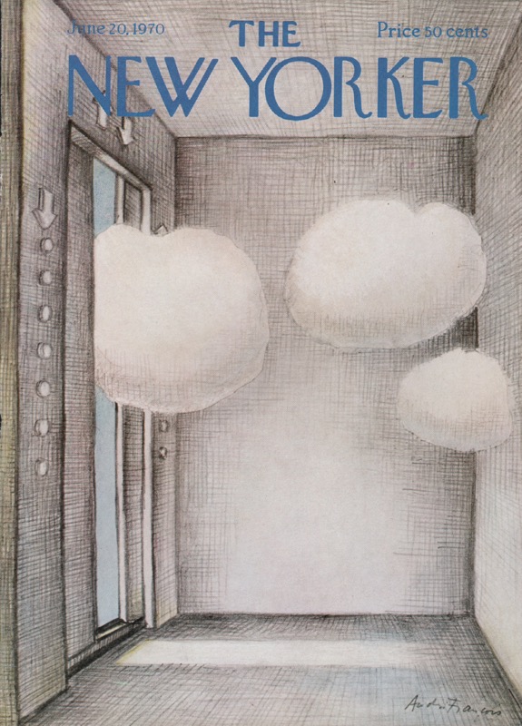 ORIGINAL VINTAGE MAGAZINE COVER:  New Yorker June 20 1970 - Clouds in elevatorby: Andre Francois (Illust.)