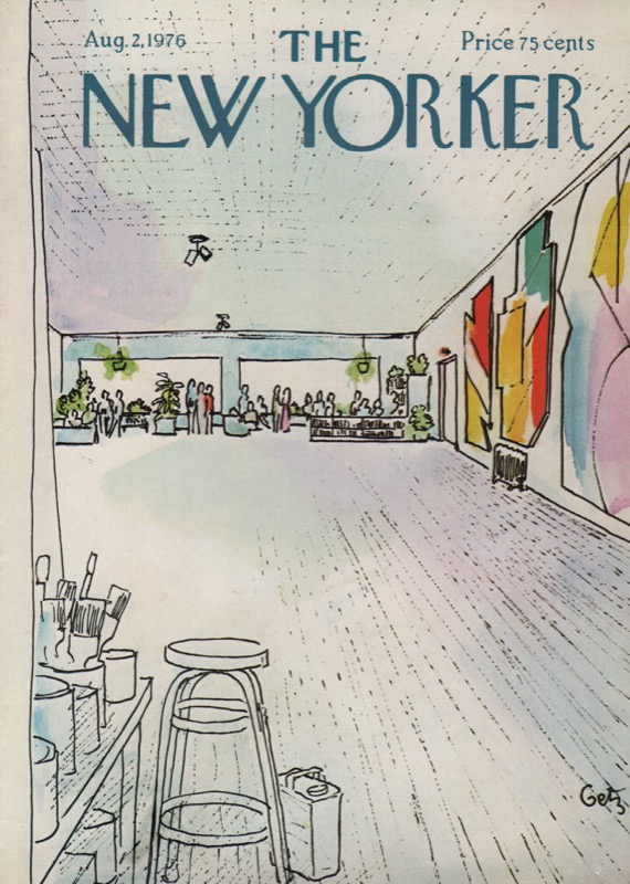 ORIGINAL VINTAGE MAGAZINE COVER:  New Yorker Aug. 2 1976  - Art gallery studio   by: Arthur Getz (Illust.)