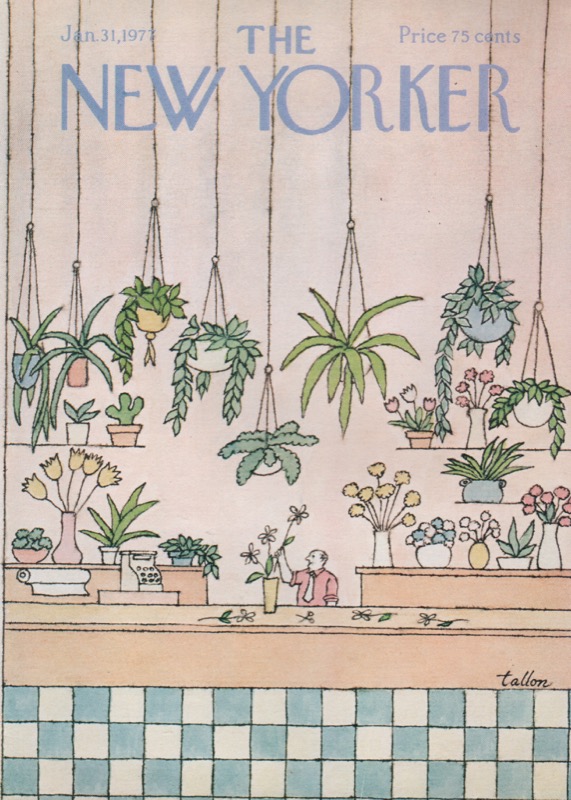 ORIGINAL VINTAGE MAGAZINE COVER:  New Yorker Jan. 31 1977 - Florist Shop  by: Robert Tallon (Illust.)