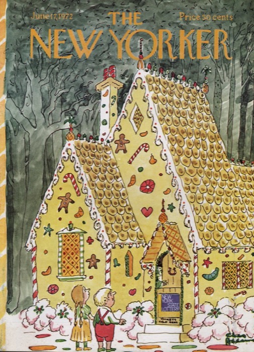 ORIGINAL VINTAGE MAGAZINE COVER:  New Yorker June 17 1972 - Fairy Tale Lottery    by: Charles Addams (Illust.)