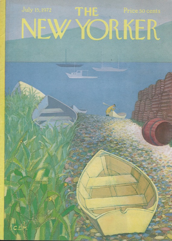 ORIGINAL VINTAGE MAGAZINE COVER:  New Yorker July 15 1972 -  Empty rowboat     by: Charles E. Martin (Illust.)