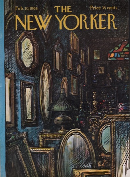 ORIGINAL VINTAGE MAGAZINE COVER:  New Yorker Feb. 10 1968 -  Antique frames   by: Arthur Getz (Illust.)