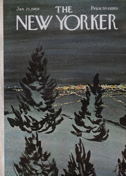 ORIGINAL VINTAGE MAGAZINE COVER:  New Yorker Jan. 25 1969 -  Hilltop View   by: David Preston (Illust.)