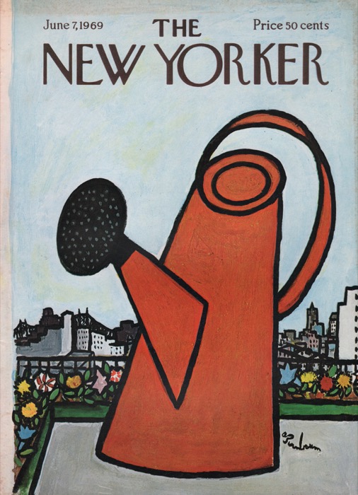 ORIGINAL VINTAGE MAGAZINE COVER:  New Yorker June 7 1969 - Watering Can    by: Abe Birnbaum (Illust.)