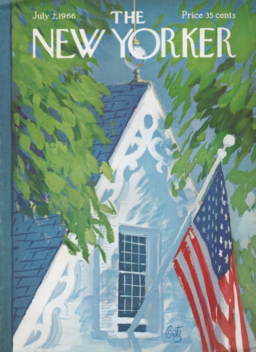 ORIGINAL VINTAGE MAGAZINE COVER:  New Yorker July 2 1966 - Flag flying     by: Arthur Getz (Illust.)