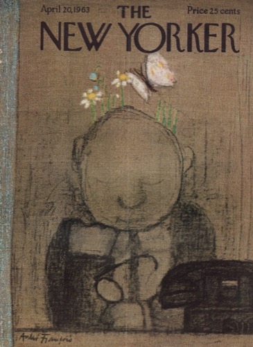 ORIGINAL VINTAGE MAGAZINE COVER: New Yorker April 20 1963 - Thinking of Springby: Andre Francois (Illust.)