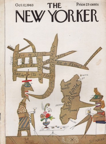 ORIGINAL VINTAGE MAGAZINE COVER: New Yorker Oct. 12 1963 - tourist talkby: Saul Steinberg (Illust.)