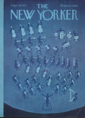 ORIGINAL VINTAGE MAGAZINE COVER: New Yorker Sept. 30 1972 - Orchestraby: Charles E. Martin (Illust.)
