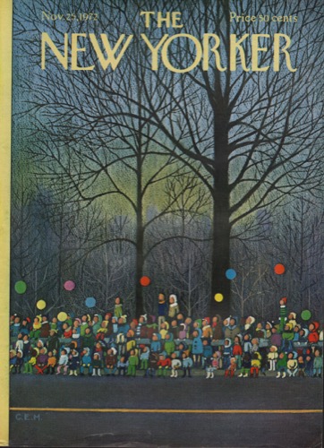 ORIGINAL VINTAGE MAGAZINE COVER: New Yorker Nov. 25 1972 - Parade crowdby: Charles E. Martin (Illust.)