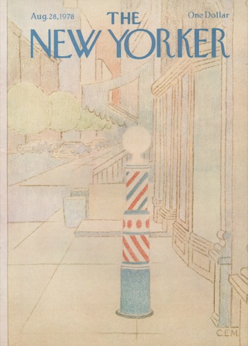 ORIGINAL VINTAGE MAGAZINE COVER: New Yorker Aug. 28 1978 - Barber poleby: Charles E. Martin (Illust.)