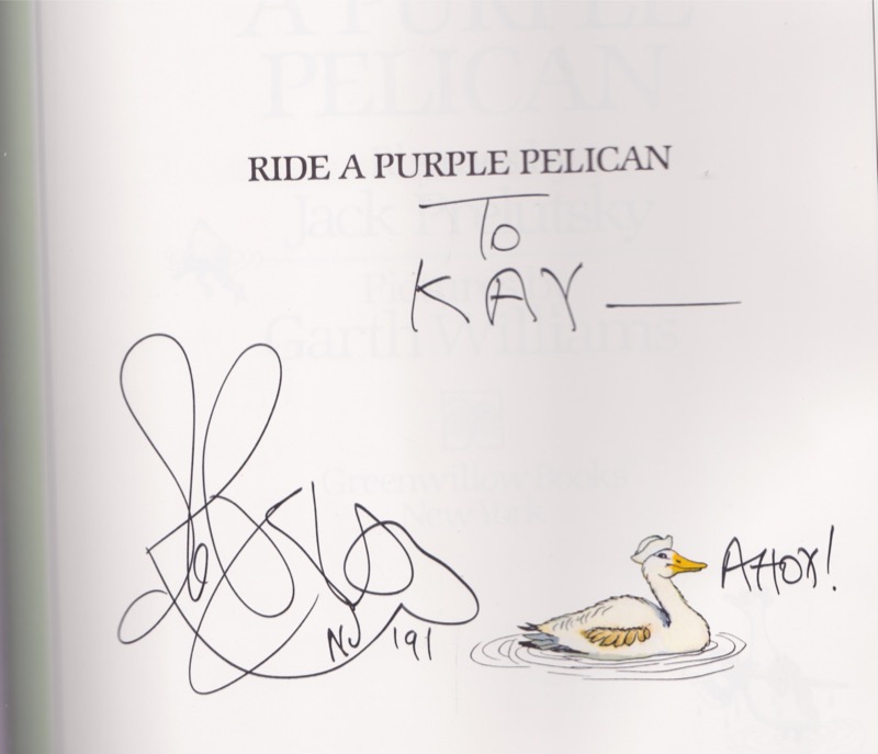 Ride a Purple Pelican (SIGNED COPY)by: Prelutsky, Jack and Garth Williams