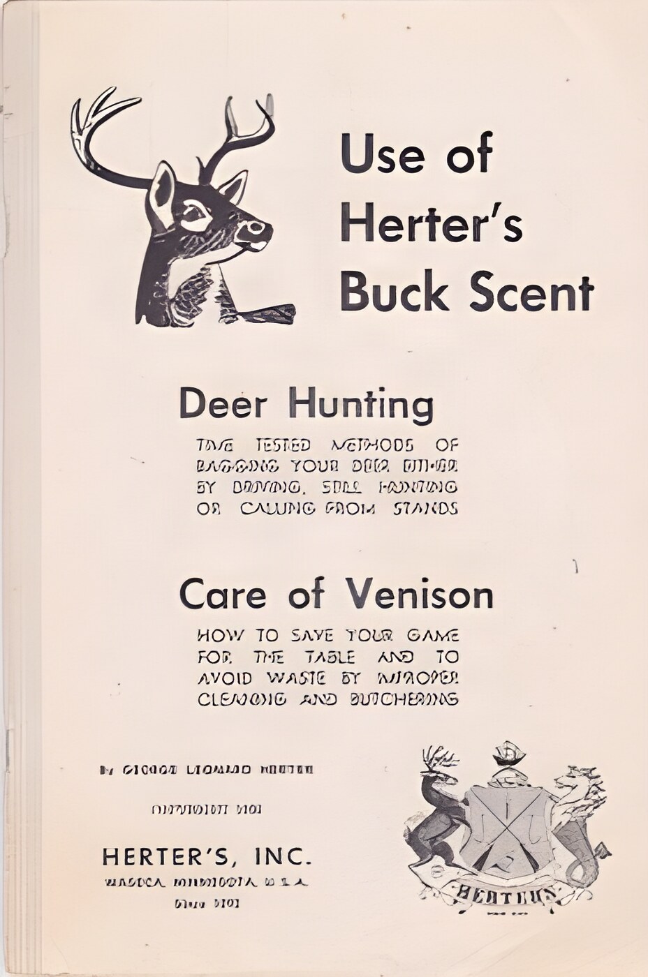 Use of Herter's Buck Scent/Deer Hunting/Care of Venisonby: Herter, George Leonard