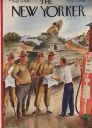ORIGINAL VINTAGE MAGAZINE COVER: New Yorker September 28 1940 - lost army tanksby: Constantine Alajalov (Illust.)