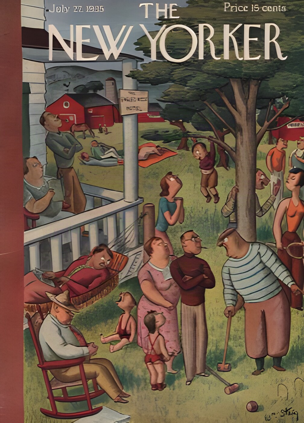ORIGINAL VINTAGE MAGAZINE COVER: New Yorker July 27 1935 - The summer crowdby: William Steig (Illust.)