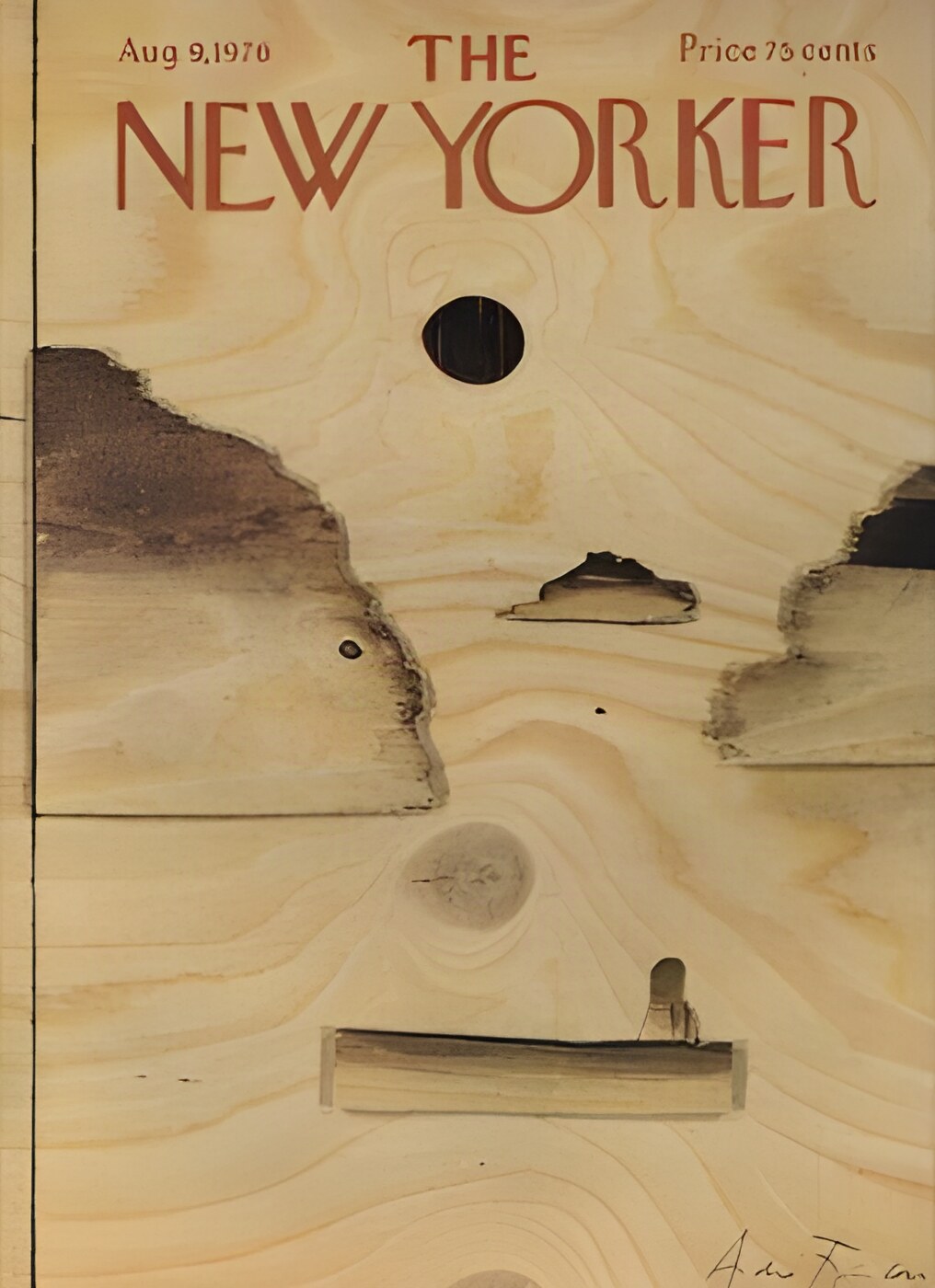 ORIGINAL VINTAGE MAGAZINE COVER: New Yorker August 9 1976 - Figure in a boatby: Andre Francois (Illust.)