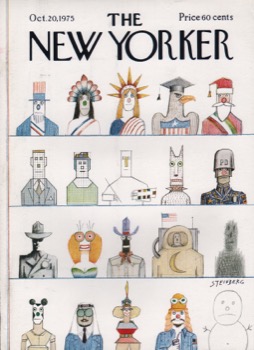 ORIGINAL VINTAGE MAGAZINE COVER: New Yorker October 20 1975 - 20 Steinberg portraitsby: Saul Steinberg (Illust.)