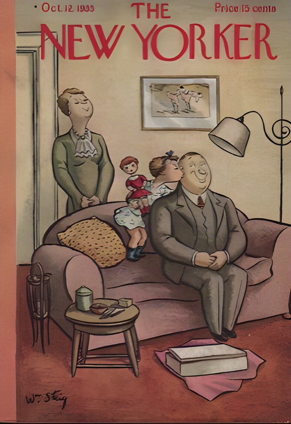 ORIGINAL VINTAGE MAGAZINE COVER: New Yorker October 12 1935 - Family sceneby: William Steig (Illust.)