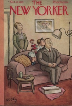 ORIGINAL VINTAGE MAGAZINE COVER: New Yorker October 12 1935 - Family sceneby: William Steig (Illust.)