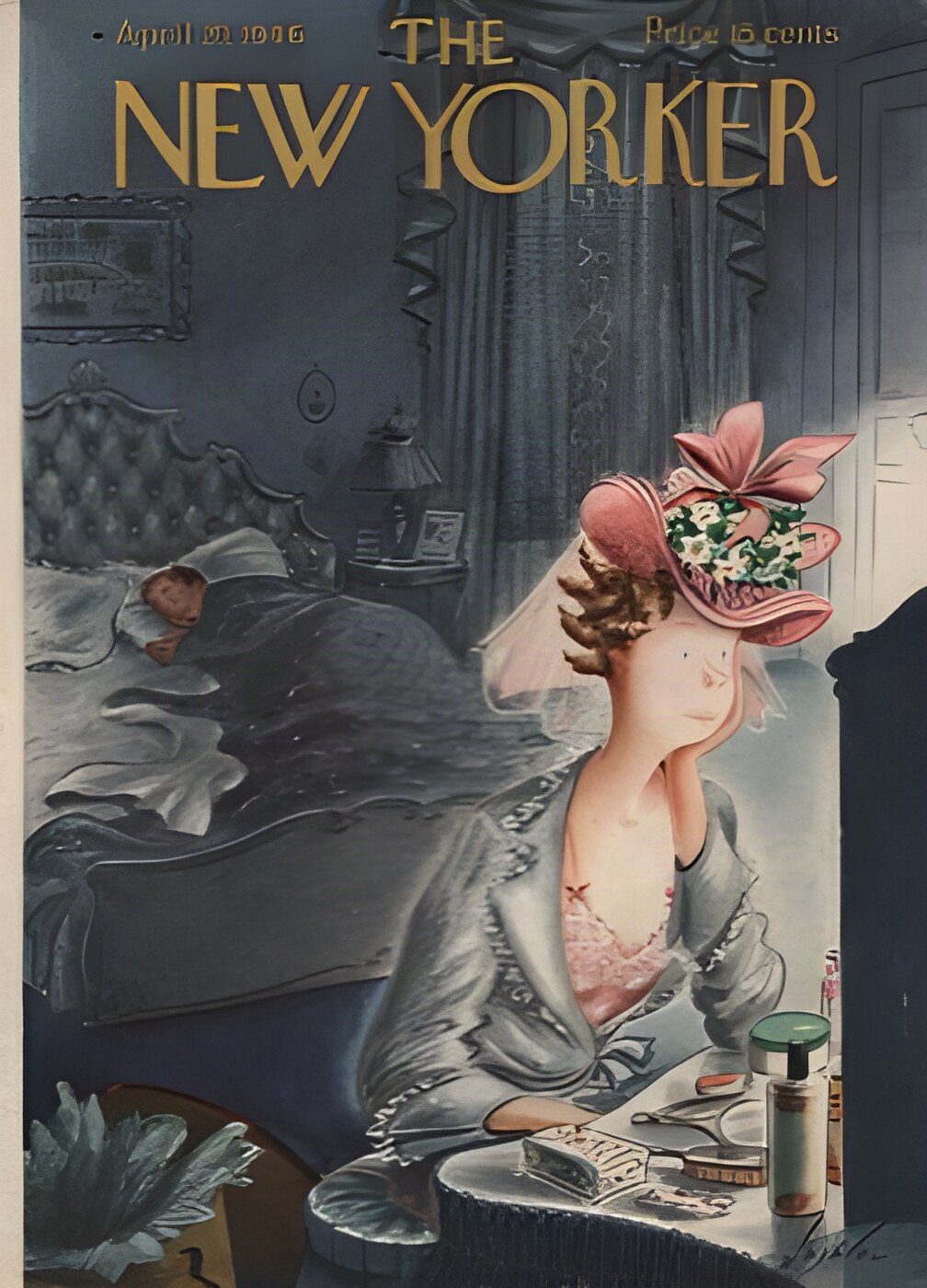 ORIGINAL VINTAGE MAGAZINE COVER: New Yorker April 20 1946 - Easter hatby: Constantine Alajalov (Illust.)