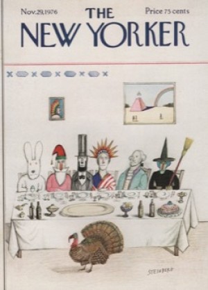 ORIGINAL VINTAGE MAGAZINE COVER: New Yorker November 29 1976 - Steinberg Thanksgivingby: Saul Steinberg (Illust.)