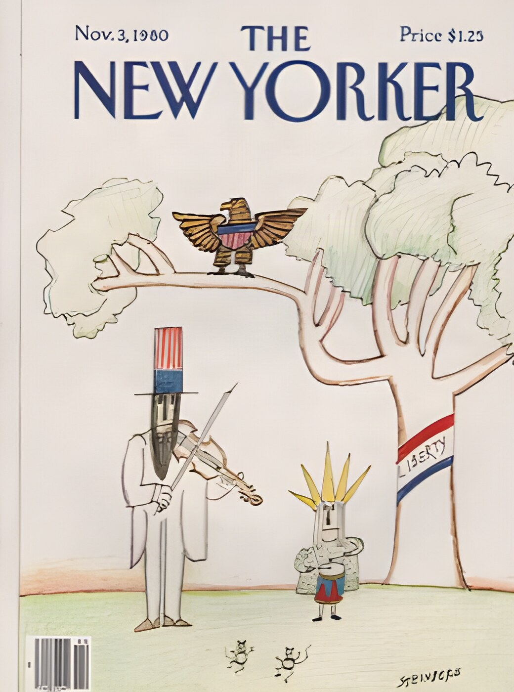 ORIGINAL VINTAGE MAGAZINE COVER: New Yorker November 3 1980 - Symbols of libertyby: Saul Steinberg (Illust.)