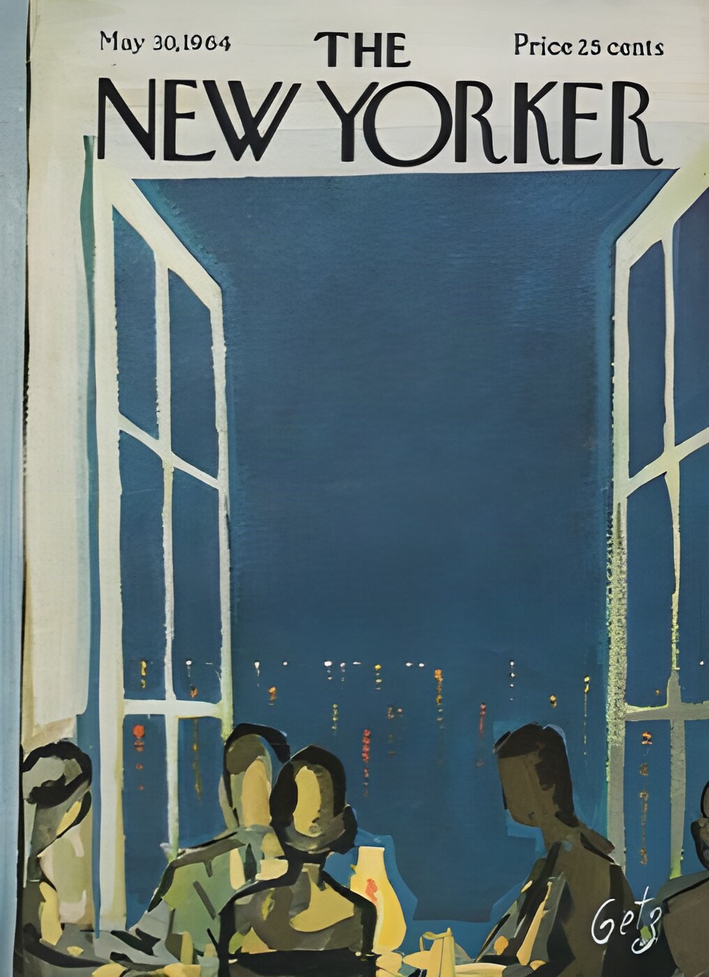 ORIGINAL VINTAGE MAGAZINE COVER:  New Yorker May 30 1964 - Dining couples    by: Arthur Getz (Illust.)