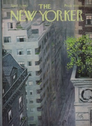 ORIGINAL VINTAGE MAGAZINE COVER:  New Yorker April 22 1967 - Manhattan canyon    by: Arthur Getz (Illust.)