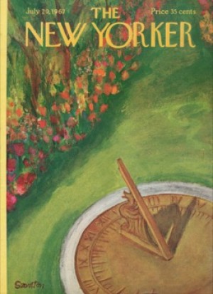 ORIGINAL VINTAGE MAGAZINE COVER:  New Yorker July 29 1967 -Sundial in the garden      by: Beatrice Szanton (Illust.)