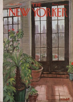 ORIGINAL VINTAGE MAGAZINE COVER:  New Yorker Jan. 21 1967  Light coming in from outdoor patio  by: Frank Modell (Illust.)