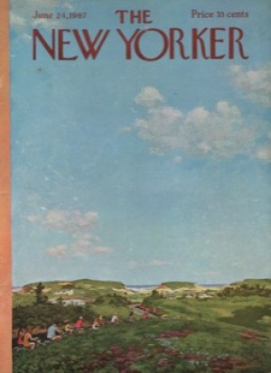ORIGINAL VINTAGE MAGAZINE COVER:  New Yorker June 24 1967 - Bicycle riders on country road  by: Albert Hubbell (Illust.)