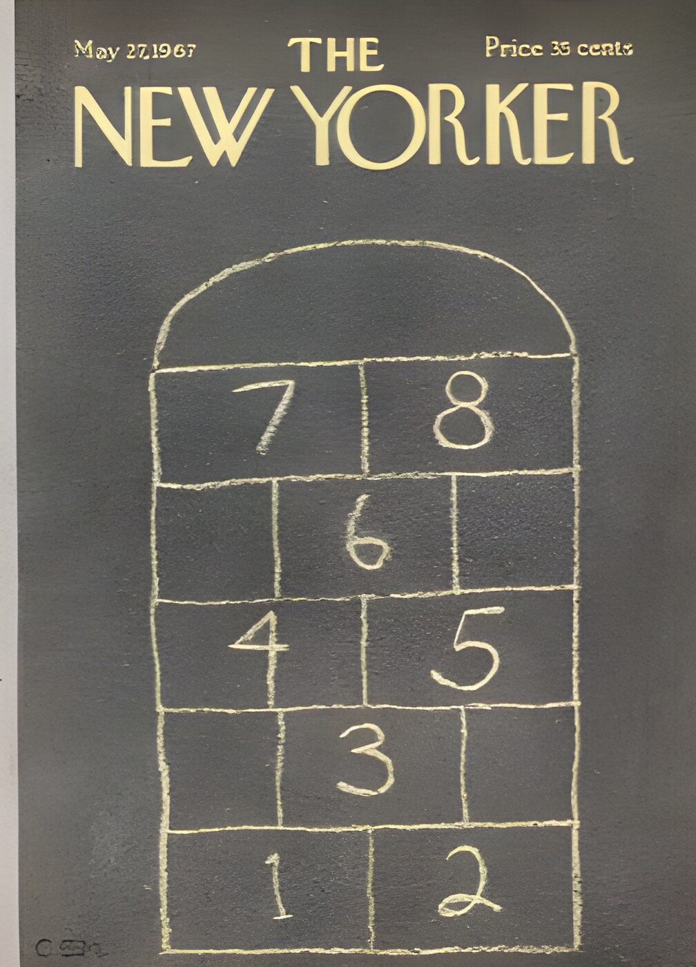 ORIGINAL VINTAGE MAGAZINE COVER:  New Yorker May 27 1967 - Hopscotch  by: Charles E. Martin (Illust.)