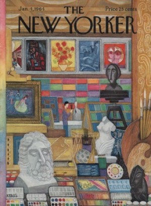 ORIGINAL VINTAGE MAGAZINE COVER:  New Yorker Jan. 4 1964 - Art supply store   by: Robert Kraus (Illust.)