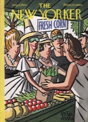ORIGINAL VINTAGE MAGAZINE COVER:  New Yorker Aug. 8 1964 - Farmer's market    by: Peter Arno (Illust.)